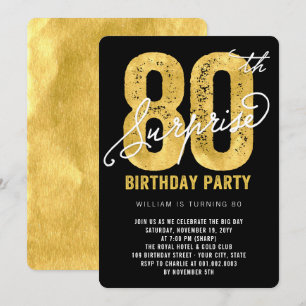Convite de Aniversário de 80 Anos com Surpresa de 