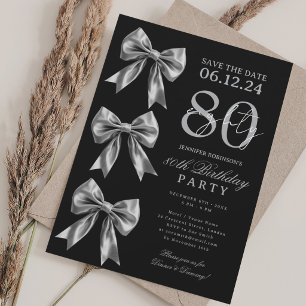 Convite de Aniversário de 80 Anos Coquette Prata P