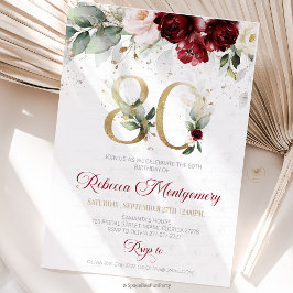 Convite de aniversário de 80 anos Elegante Marco