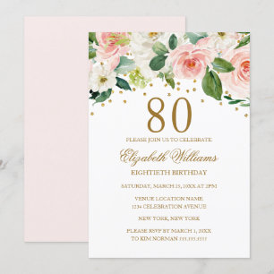 Convite de Aniversário de 80 anos em Floral com Aq