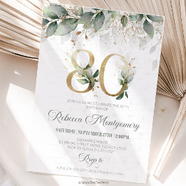 Convite de aniversário de 80 anos marco elegante