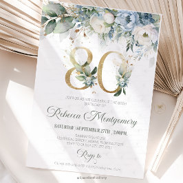 Convite de aniversário de 80 anos marco elegante