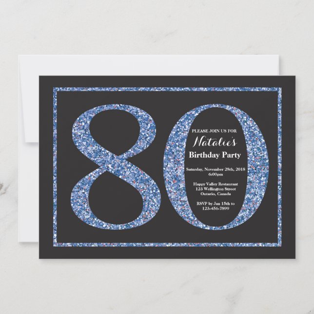 Convite de Aniversário de 80 anos Quadro Negro com (Frente)