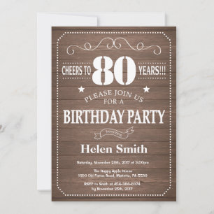 Convite de Aniversário de 80 anos Rústico