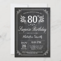 Convite de Aniversário de 80 anos Surpresa Lousa