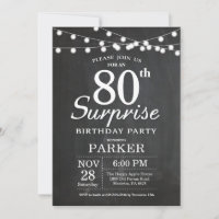 Convite de Aniversário de 80 anos Surpresa Lousa