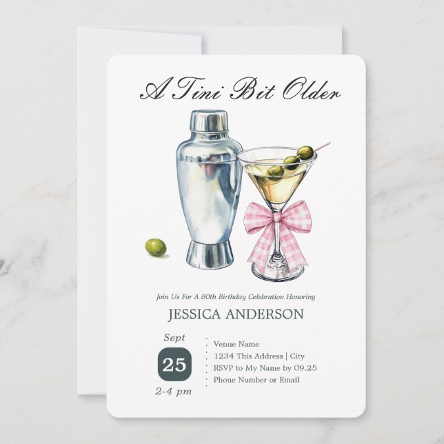 Convite de aniversário de 80 anos Tini Bit Older a (Frente)