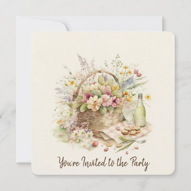 Convite de aniversário de 80 de Cesto de Picnic (Frente)