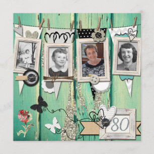 Convite de aniversário de 80 de fotos do chique