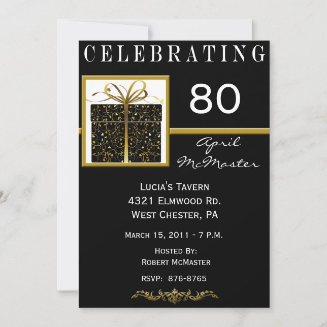 Convite de aniversário de 80 de presença especial (Frente)