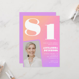 Convite de aniversário de 81 anos com gradiente ro