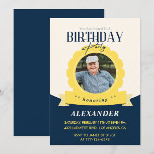 Convite de aniversário de 81 anos Modern Chic