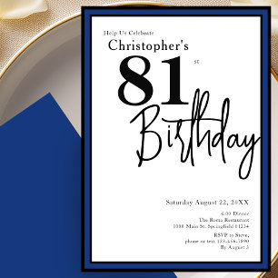 Convite de Aniversário de 81 anos Moderno Elegante