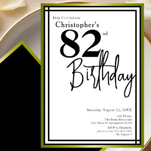 Convite de Aniversário de 82 Anos Moderno Elegante