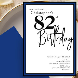 Convite de Aniversário de 82 Anos Moderno Elegante