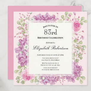 Convite de Aniversário de 83 Anos Elegantes Flores