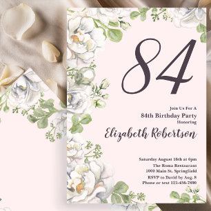 Convite de Aniversário de 84 anos com Peônias Flor