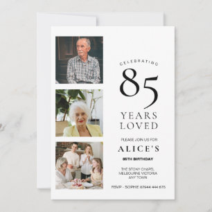 Convite de Aniversário de 85 anos com Foto, Simple