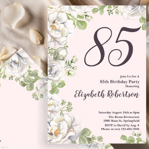 Convite de Aniversário de 85 anos com Peônias Flor