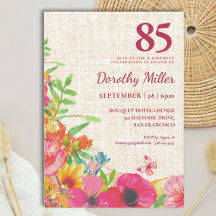 Convite de Aniversário de 85 Anos Elegante Bold Fl