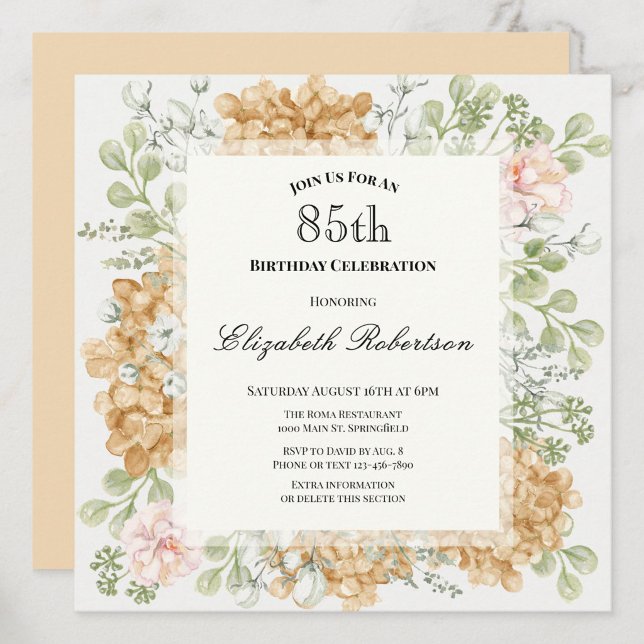 Convite de Aniversário de 85 anos em Cores Elegant (Criador carregado)