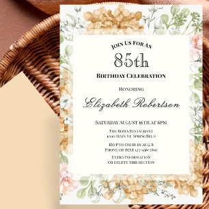 Convite de Aniversário de 85 anos em Cores Elegant