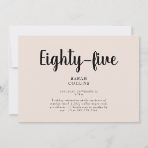Convite de Aniversário de 85 Anos Simple Blush Flo