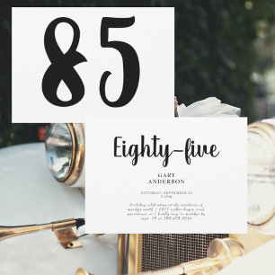 Convite de Aniversário de 85 Anos Simples Branco
