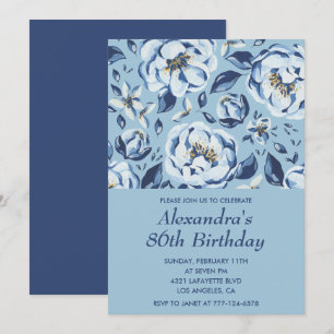 Convite de aniversário de 86 anos Elegante Floral