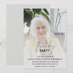 Convite de aniversário de 86 anos foto cinza