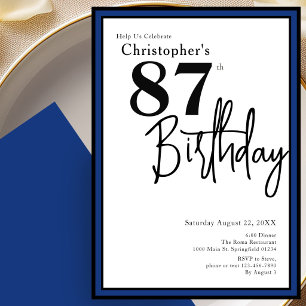 Convite de Aniversário de 87 Anos Moderno Elegante