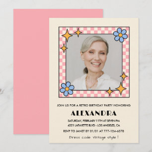 Convite de aniversário de 88 anos com foto floral