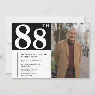 Convite de aniversário de 88 anos de homens em fot