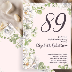 Convite de Aniversário de 89 anos Rosa Flores Peôn