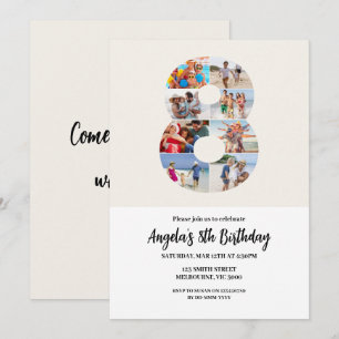 Convite de Aniversário de 8 anos Minimalista - Núm