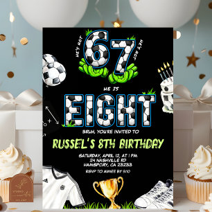 Convite de Aniversário de 8 anos Neon Futebol 67