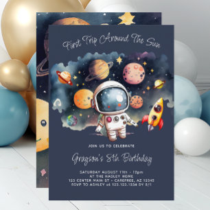 Convite de Aniversário de 8 anos Planetas Espaço A