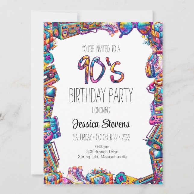 Convite de aniversário de 90 anos (Frente)