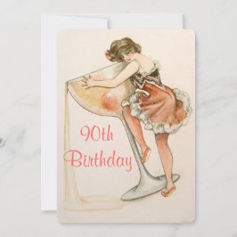 Convite de Aniversário de 90 anos, Arte Vintage Fo