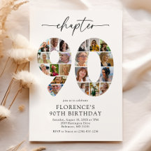 Convite de Aniversário de 90 Anos Capítulo Elegant
