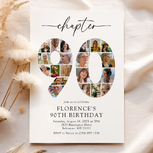 Convite de Aniversário de 90 Anos Capítulo Elegant