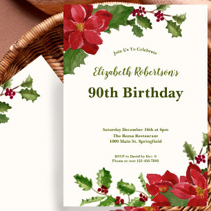 Convite de Aniversário de 90 anos com Flora Elegan