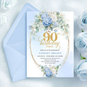 Convite de Aniversário de 90 anos Elegante Hortêns