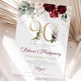convite de aniversário de 90 anos Elegante Marco