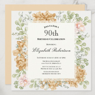 Convite de Aniversário de 90 anos em Cores Elegant