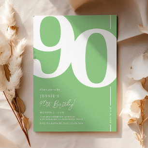 Convite de Aniversário de 90 anos Green Ninety