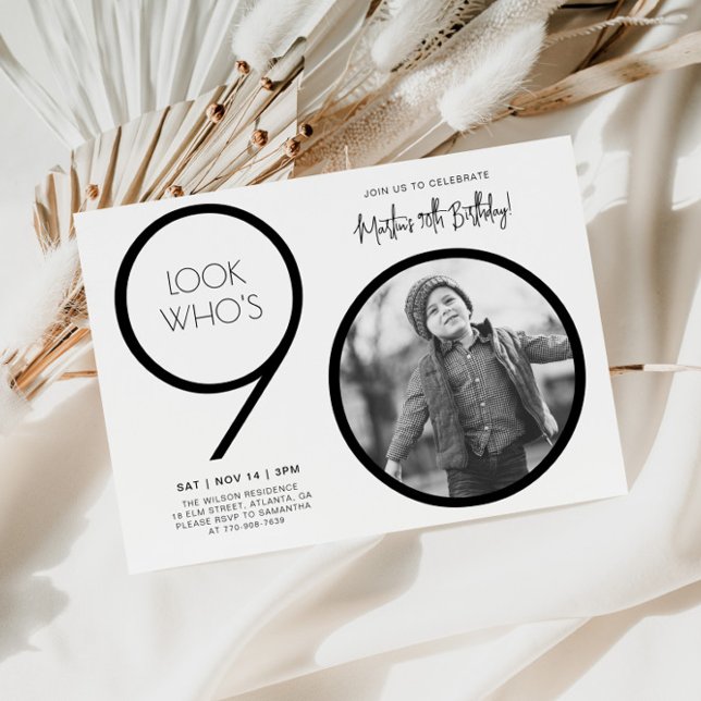 Convite de Aniversário de 90 Anos Modern Photo (Criador carregado)