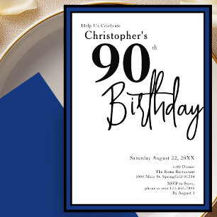 Convite de Aniversário de 90 anos Moderno Elegante