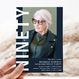 Convite de Aniversário de 90 Anos Moderno NINETY F
