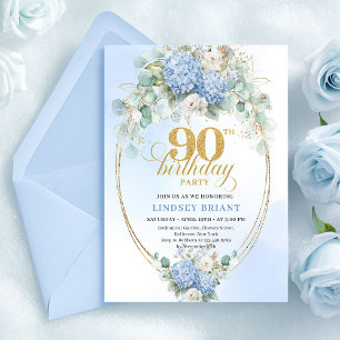 Convite de Aniversário de 90 anos Romântico de Hor